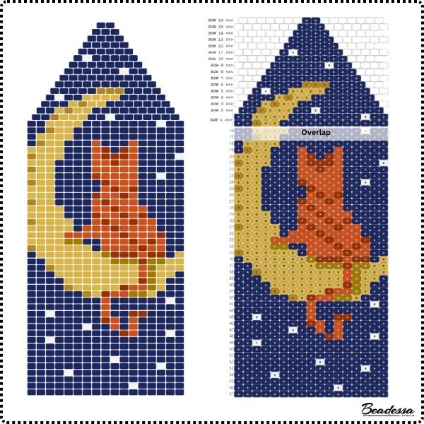 Free Beaded Earring Pattern Tabby on the Moon 2